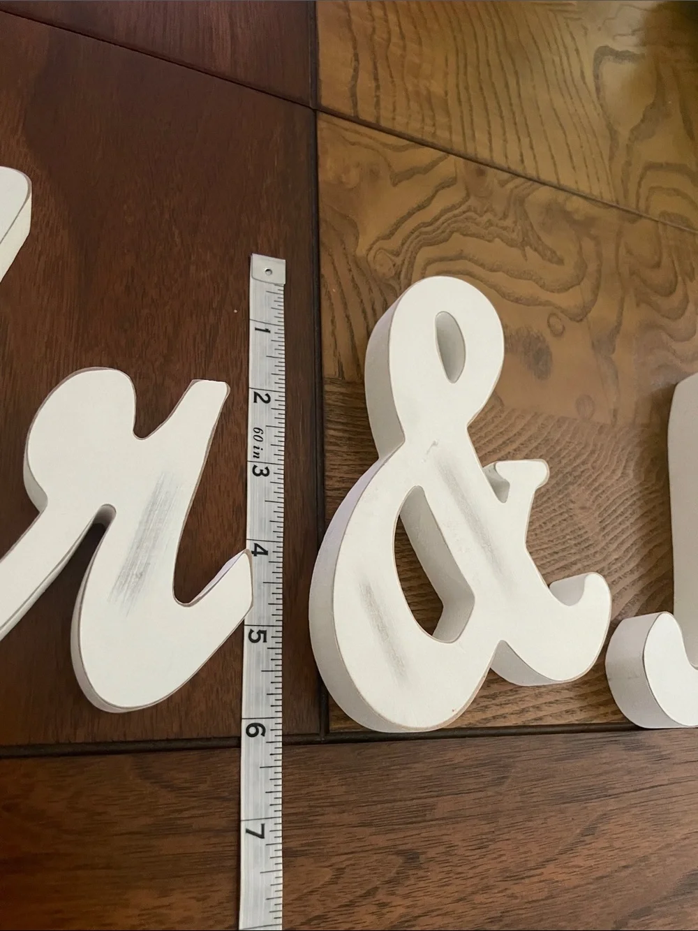 Hobby Lobby White 'Mr & Mrs' Wooden Script Signs N61